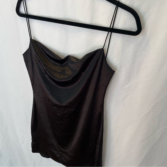 Zaful Black Satin Cowl Neck Mini Dress 10 Sexy Clubwear Cocktail Homecoming - Picture 2 of 15